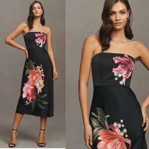 BHLDN x Anthropologie Lyla strapless side-slit satin midi dress NWT SIZE 18